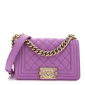 Caviar Quilted Small Boy Flap Purple