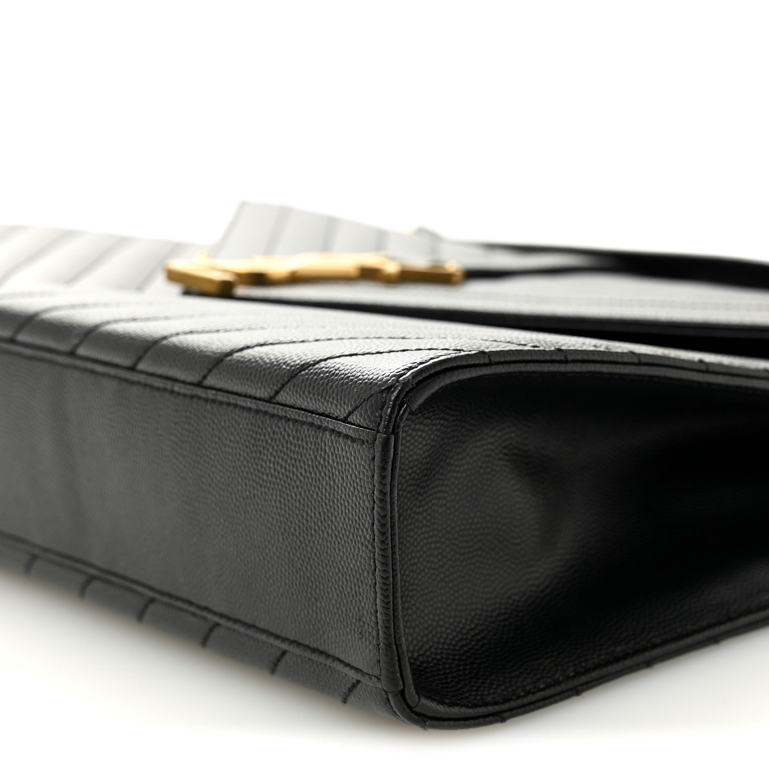 Grain De Poudre Matelasse Chevron Large Monogram Satchel Black
