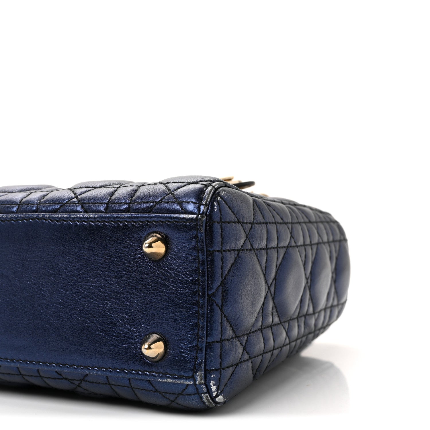 Metallic Lambskin Cannage Small My ABCDior Lady Dior Blue