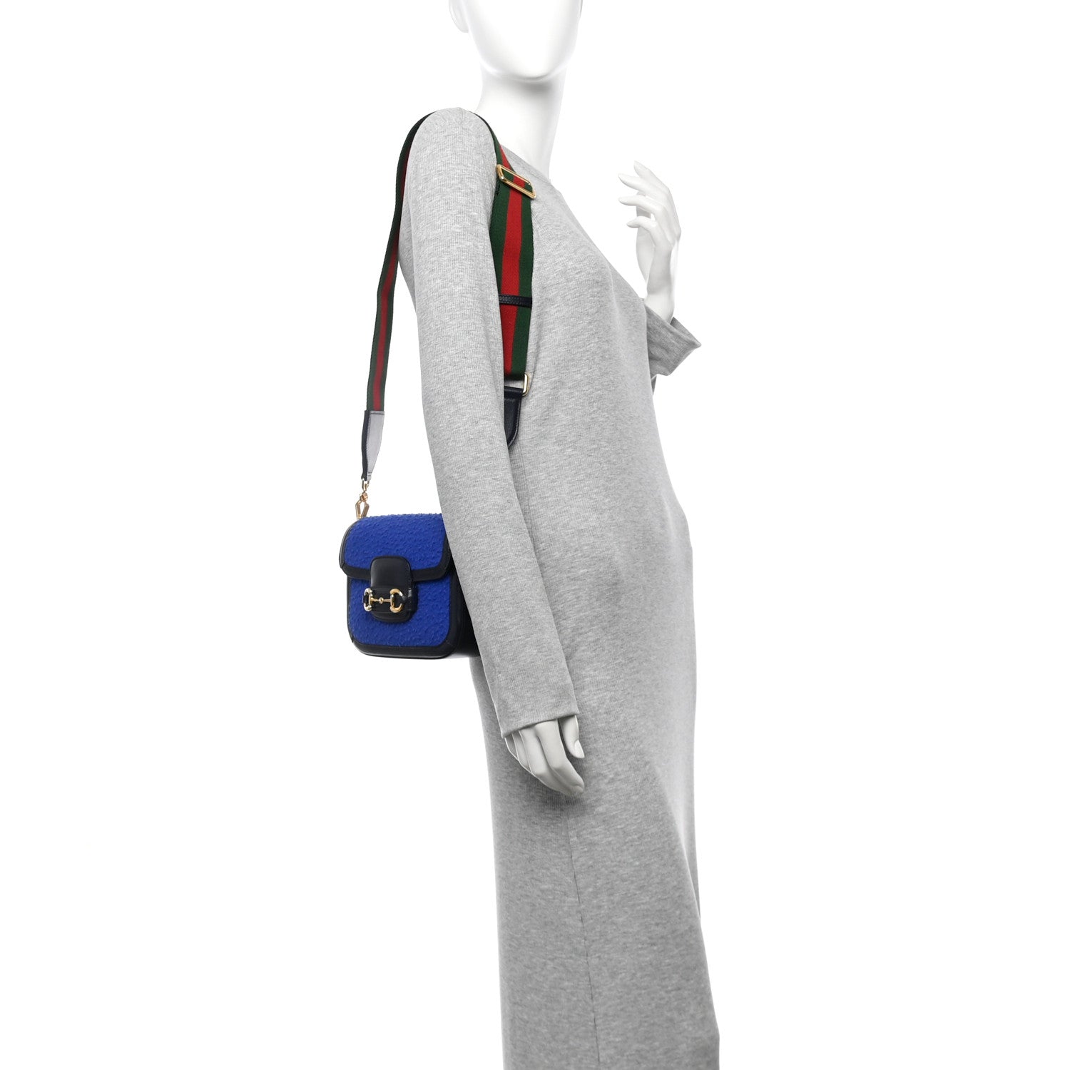 Casy Wool Azalea Calfskin Mini Horsebit 1955 Shoulder Bag Blue China