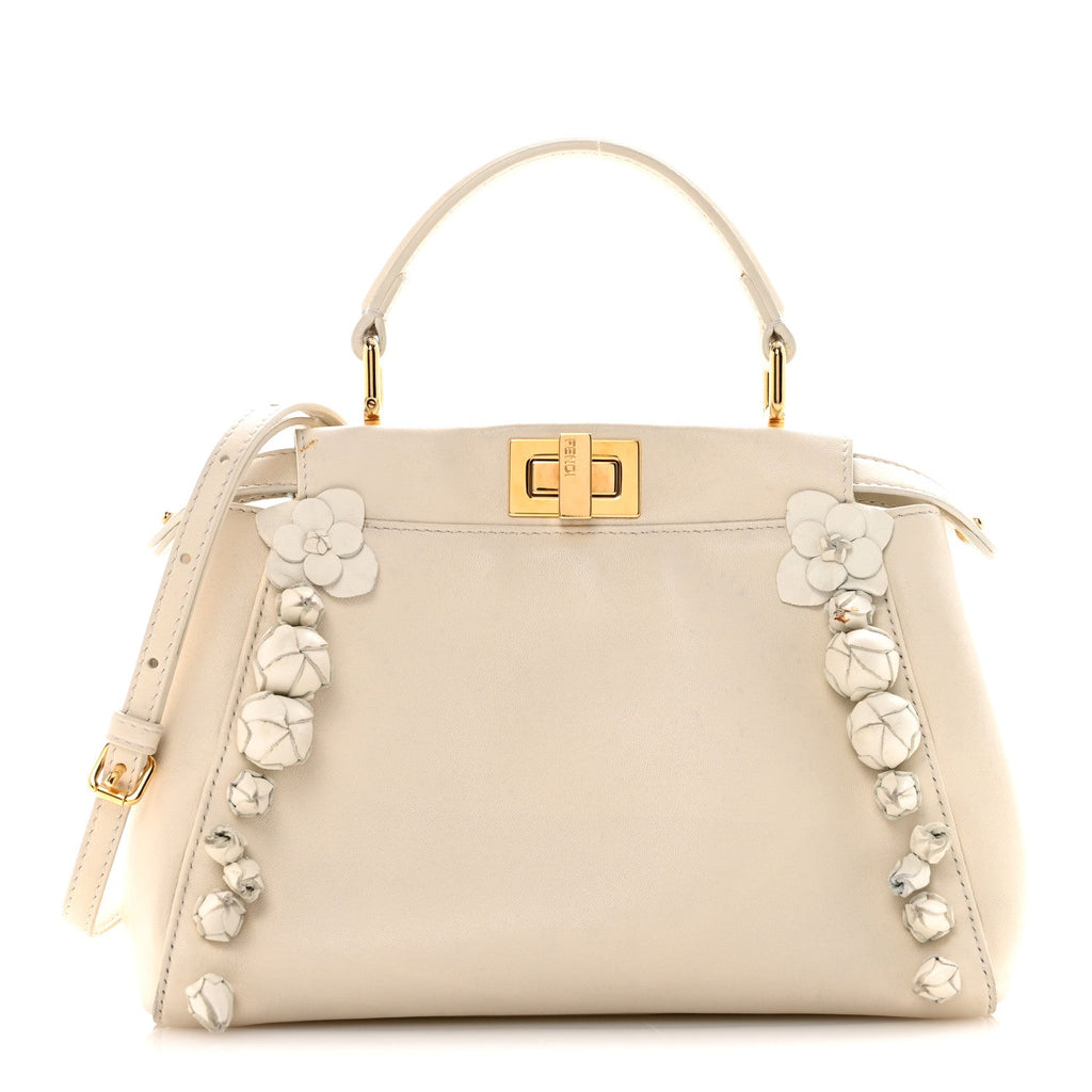 Nappa Rosebud Mini Peekaboo Iconic Satchel Bianco