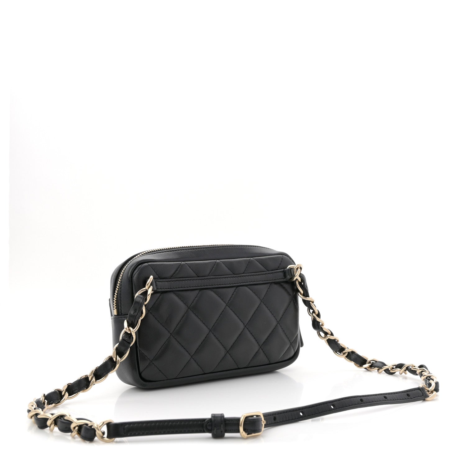 Lambskin Quilted Waist Bag Black