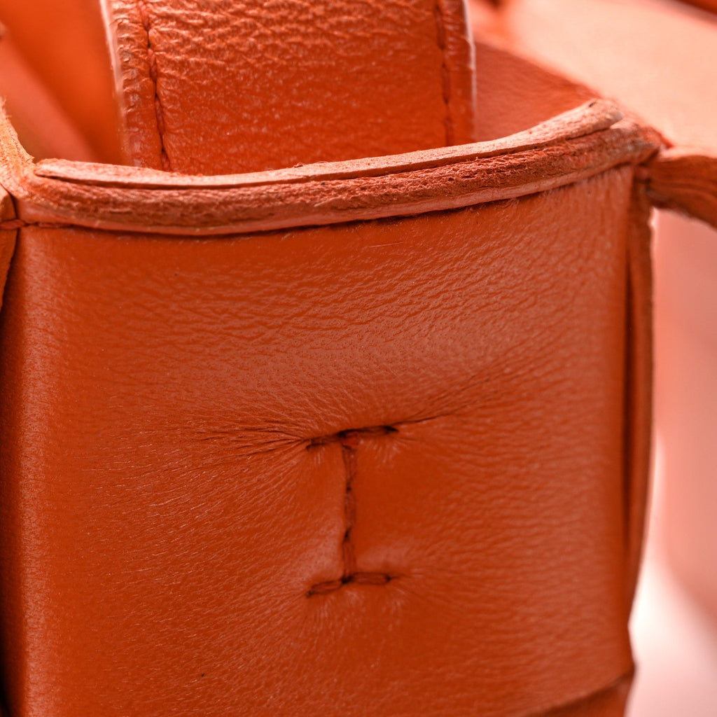 Lambskin Maxi Intrecciato Cassette Crossbody Bag Orange