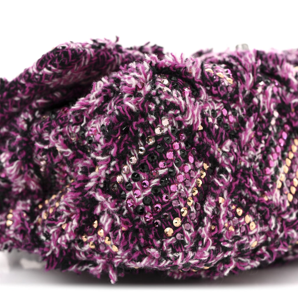 Crystal Tweed Quilted Medium Double Flap Purple Multicolor