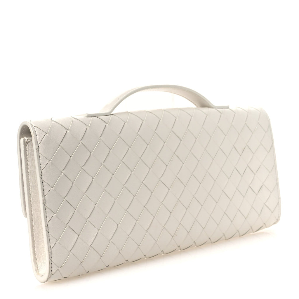 Nappa Intrecciato Long Andiamo Top Handle Clutch Sea Salt