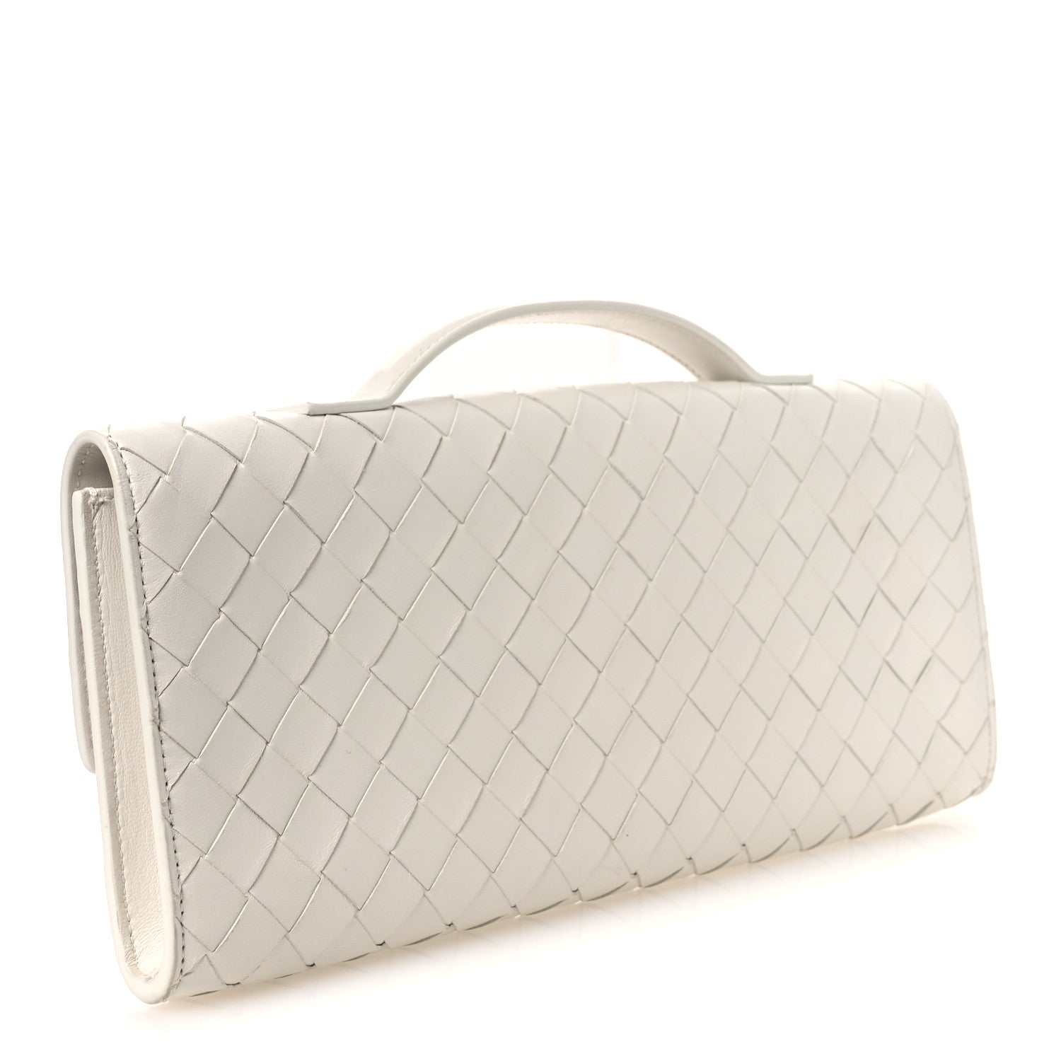 Nappa Intrecciato Long Andiamo Top Handle Clutch Sea Salt