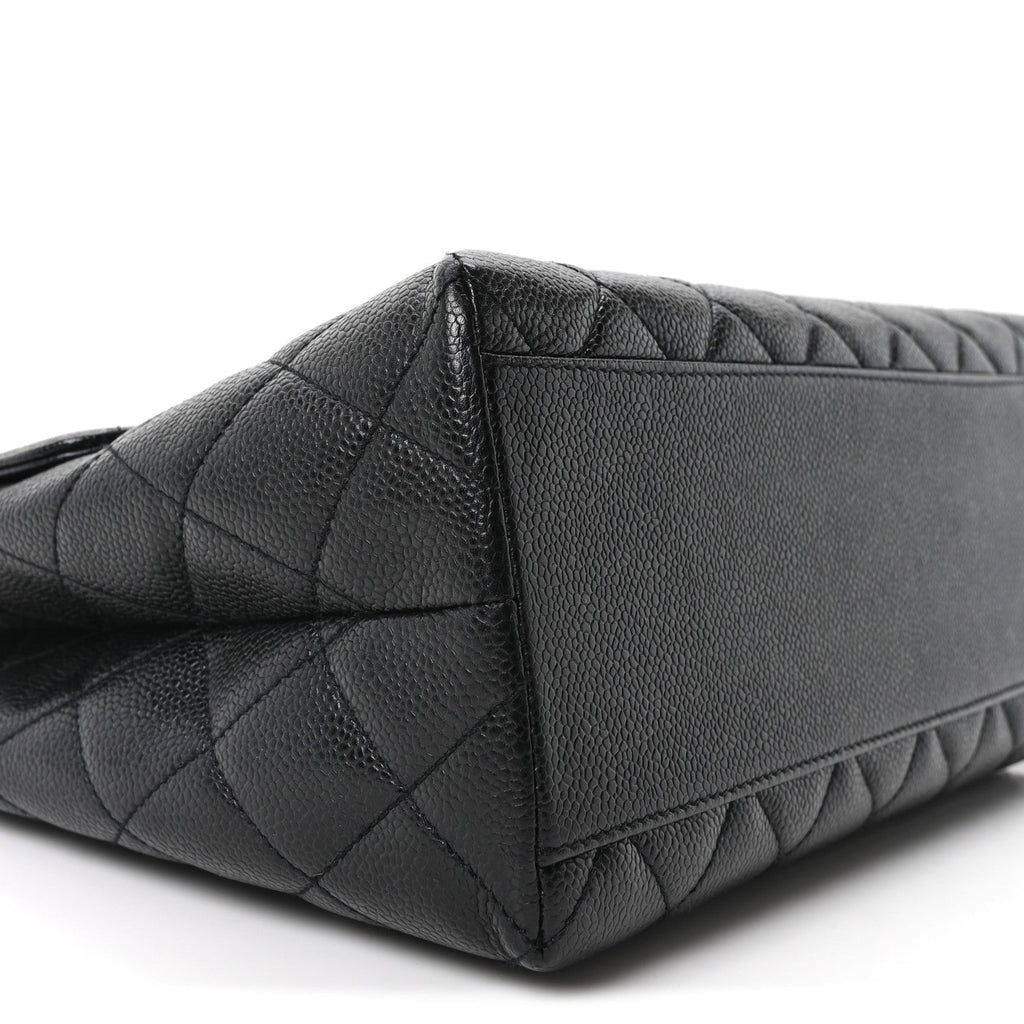 Caviar Quilted Jumbo Kelly Flap Black