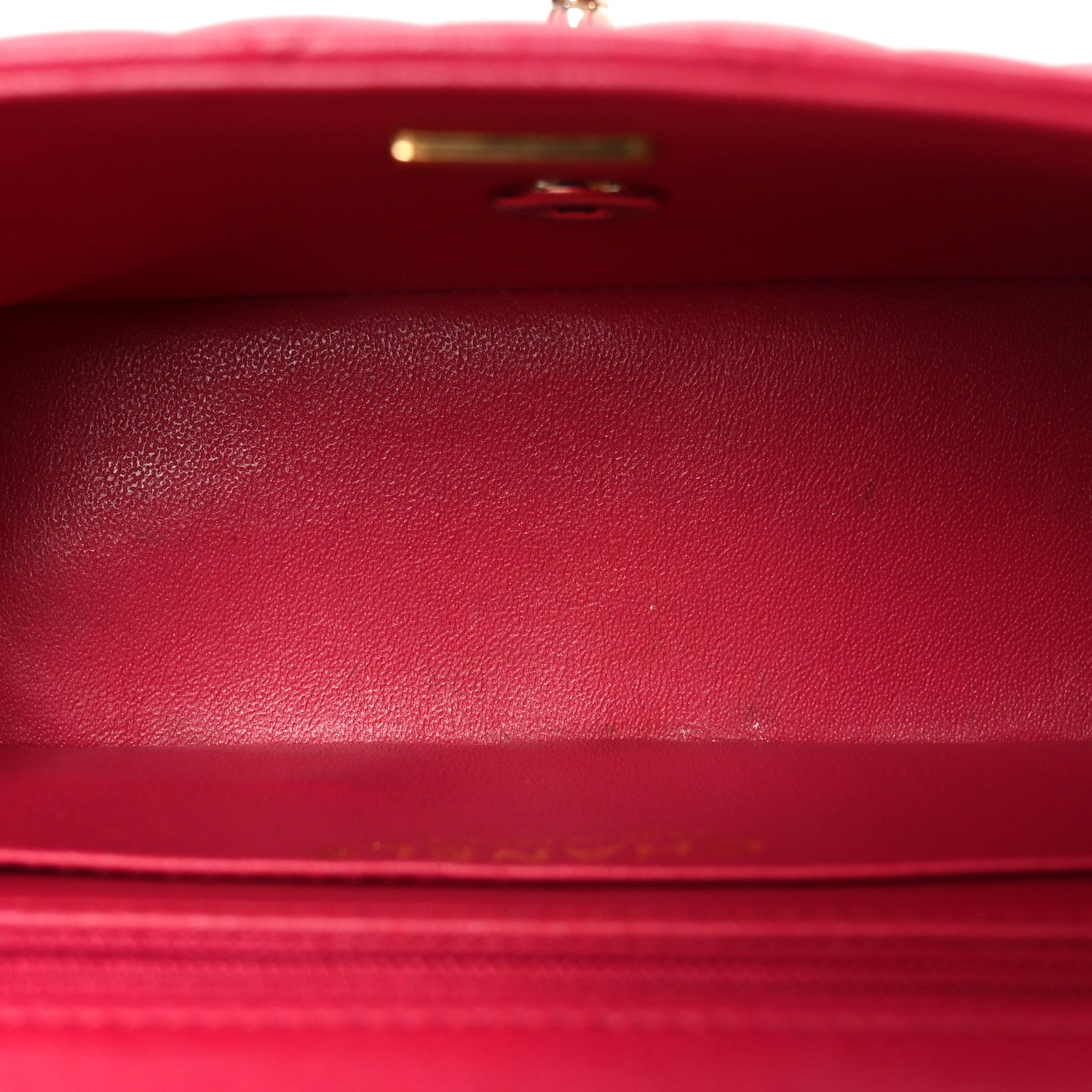 Lambskin Quilted Mini Top Handle Rectangular Flap Dark Pink