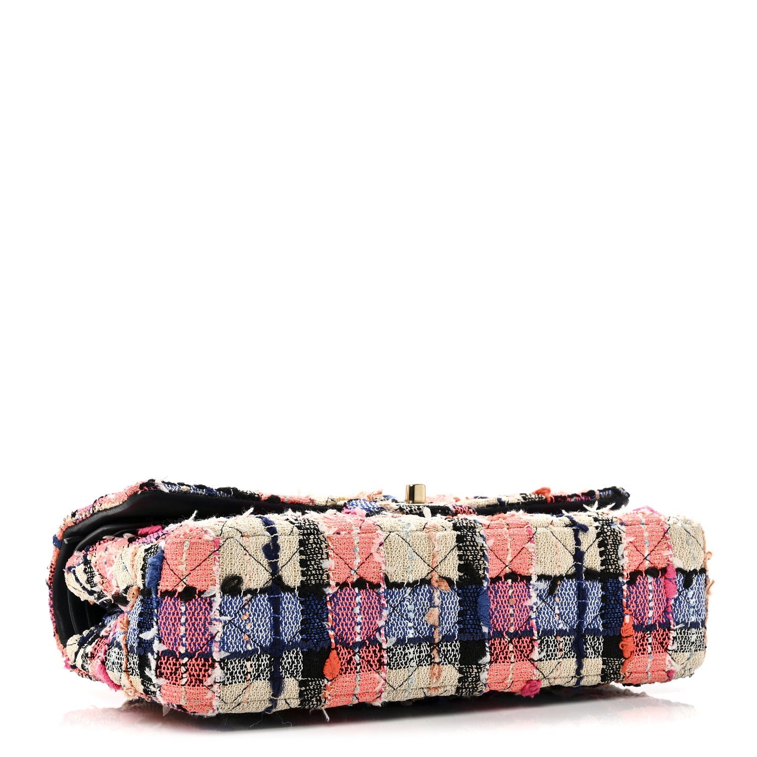 Tweed Quilted Medium Double Flap Blue Orange Yellow