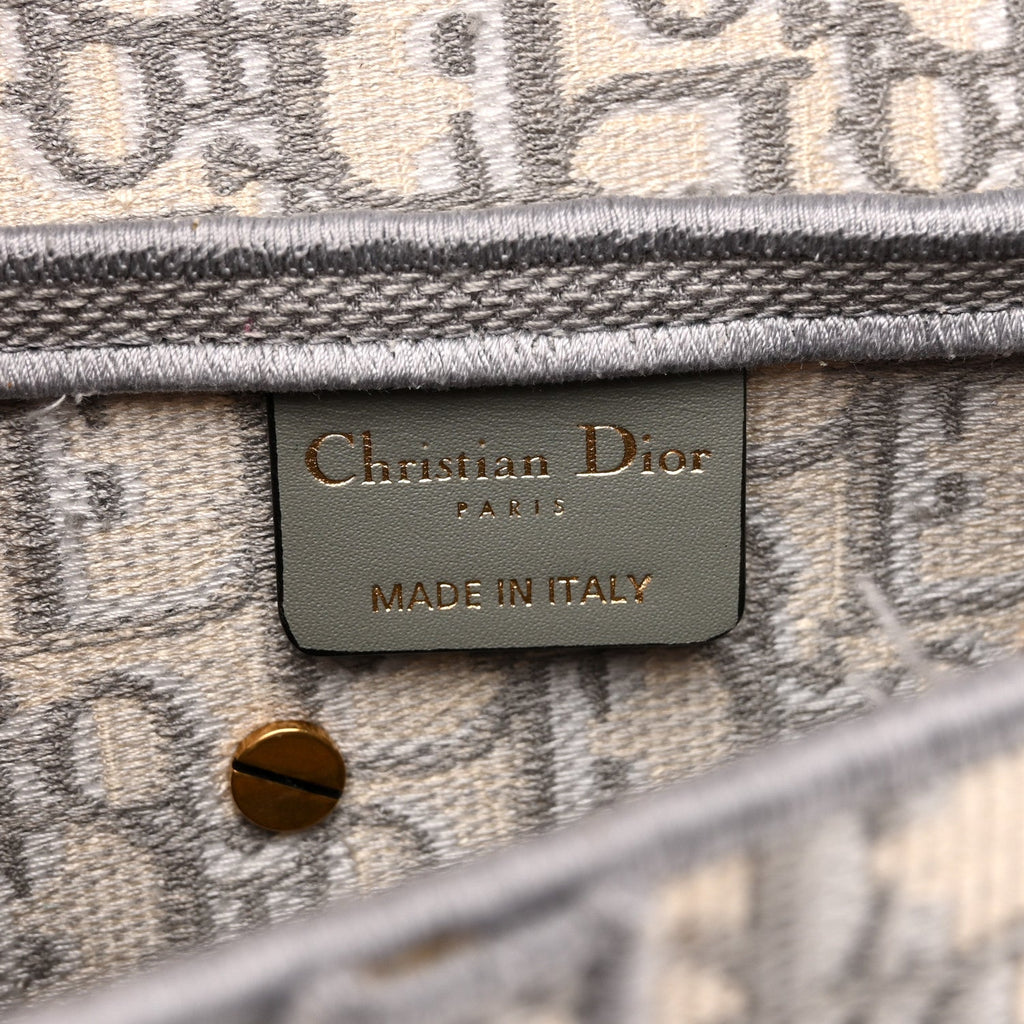 Oblique Embroidered Saddle Bag Gray