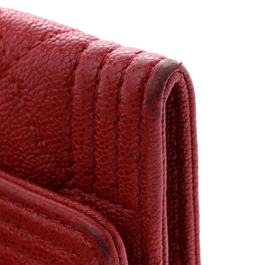Caviar Quilted Boy Flap  Holder Wallet Red
