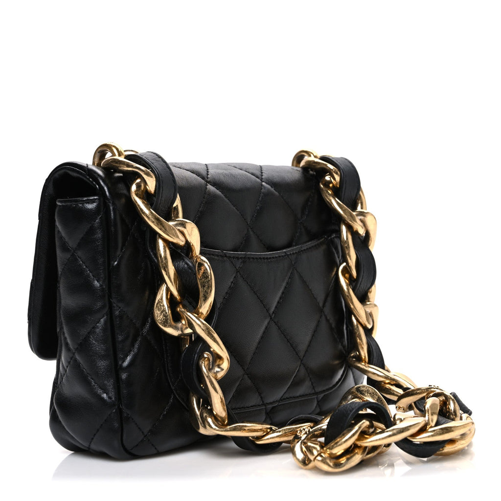 Lambskin Quilted Small Funky Town Flap Black