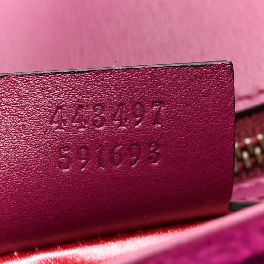 Velvet Matelasse Small GG Marmont Shoulder Bag Fuchsia Violet Cyclamen