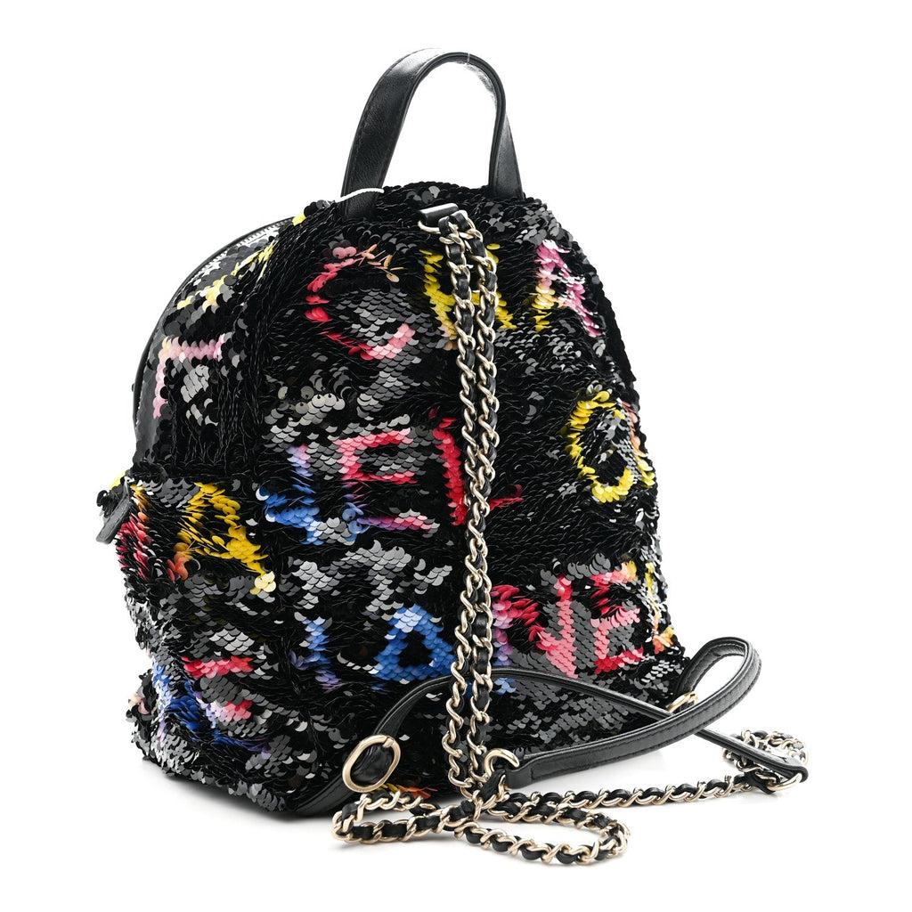 Sequin Lambskin CC Backpack Black Red Blue Yellow
