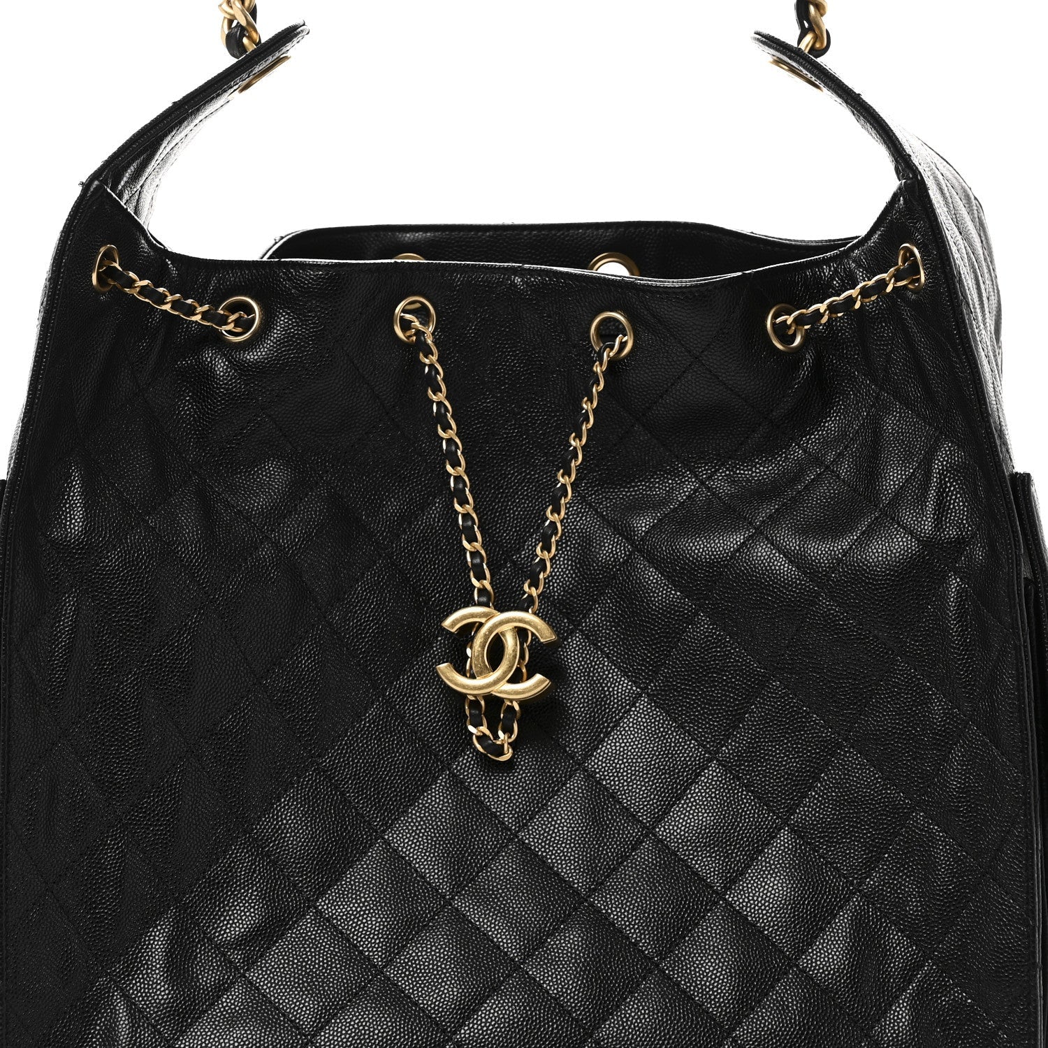 Caviar Quilted Medium Chanel 25 Handbag Black