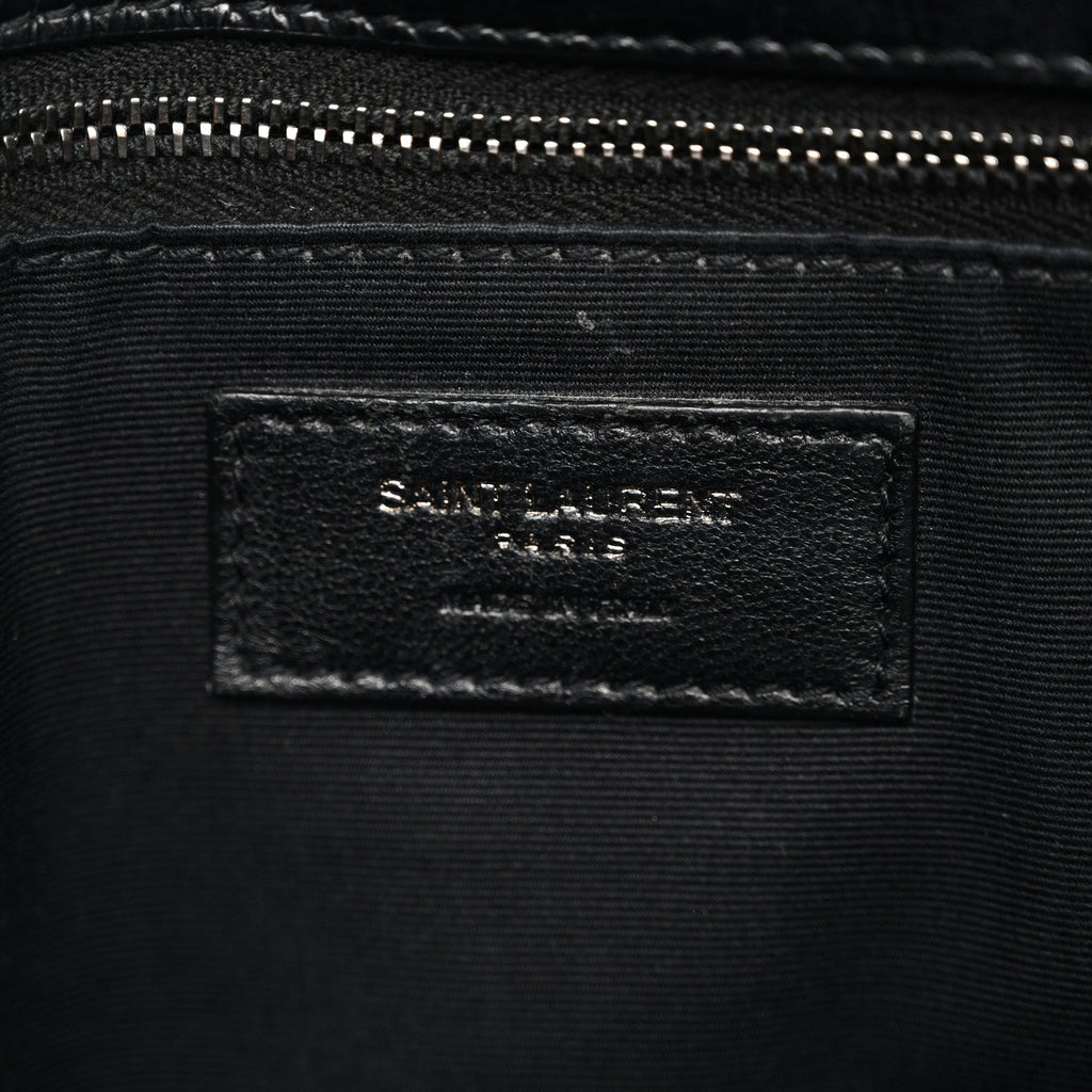 Crinkled Calfskin Matelasse Monogram Medium Niki Chain Satchel Black