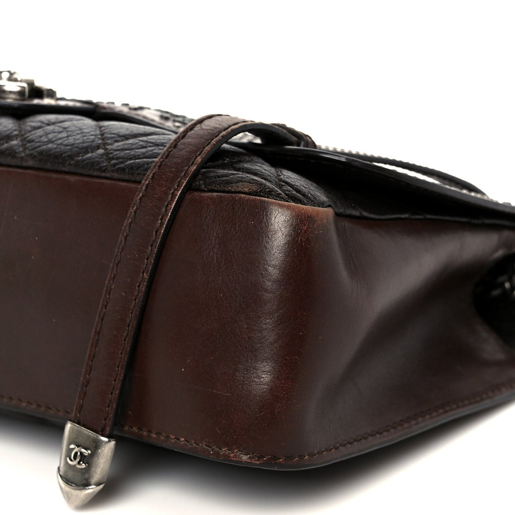 Calfskin Lambskin Studded Paris Dallas Texan Flap Brown Black