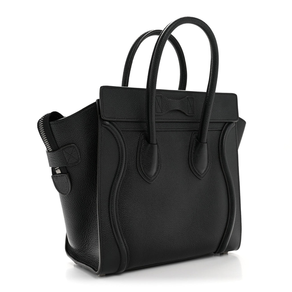 Drummed Calfskin Micro Luggage Black