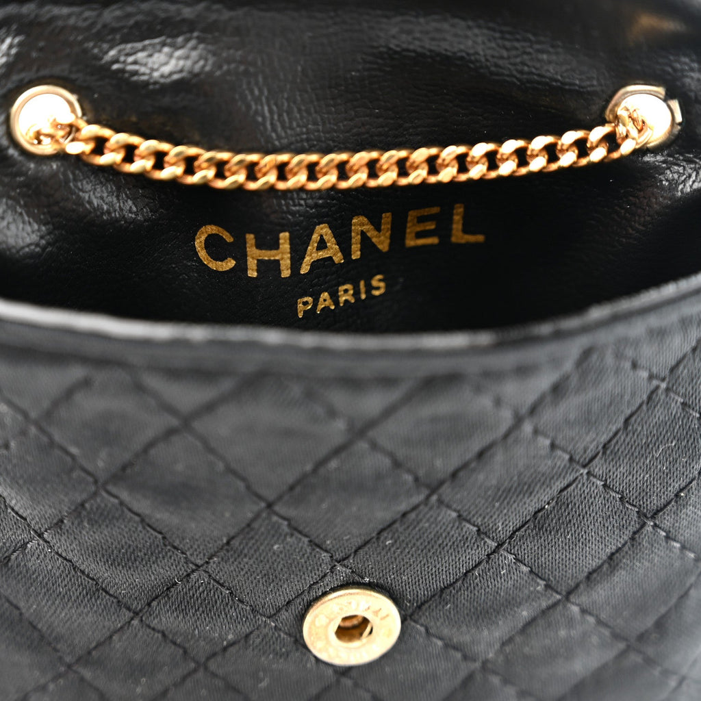 Jersey Quilted Micro Flap Bag Black