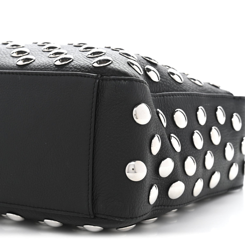Pebbled Sport Calfskin Studded Elena Black