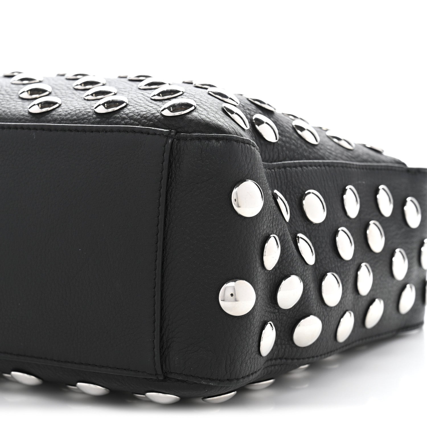 Pebbled Sport Calfskin Studded Elena Black