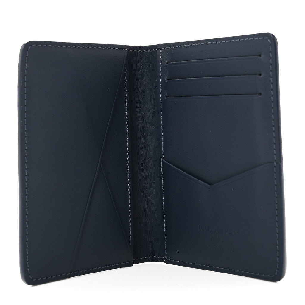 Calfskin Monogram Shadow Pocket Organizer Navy Blue White