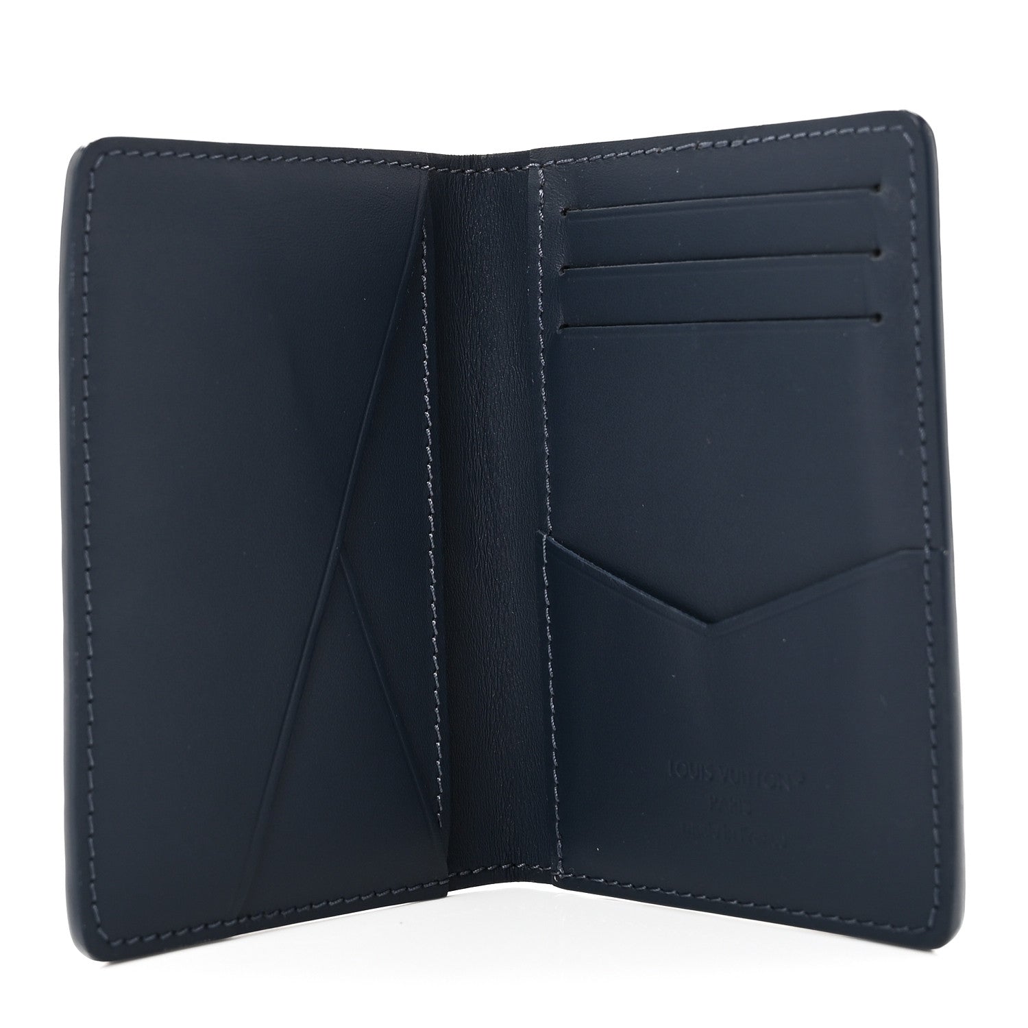 Calfskin Monogram Shadow Pocket Organizer Navy Blue White