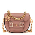 Azalea Calfskin Crystal GG Monogram Mini Horsebit 1955 Shoulder Bag Pink