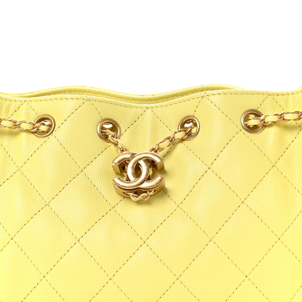 Caviar Quilted Mini Chanel 25 Handbag Light Yellow