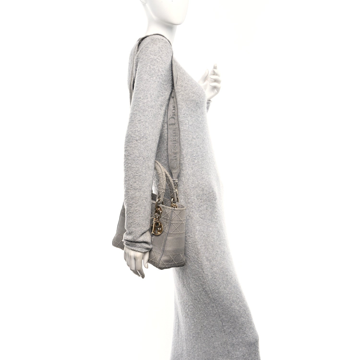 Canvas Embroidered Cannage Medium Lady D-Lite Gray