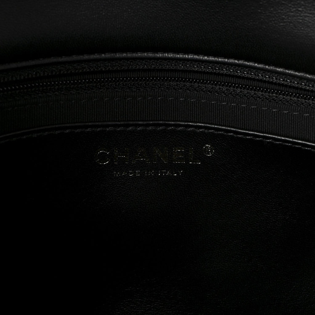 Lambskin Quilted Large CC Funky Town Flap Black