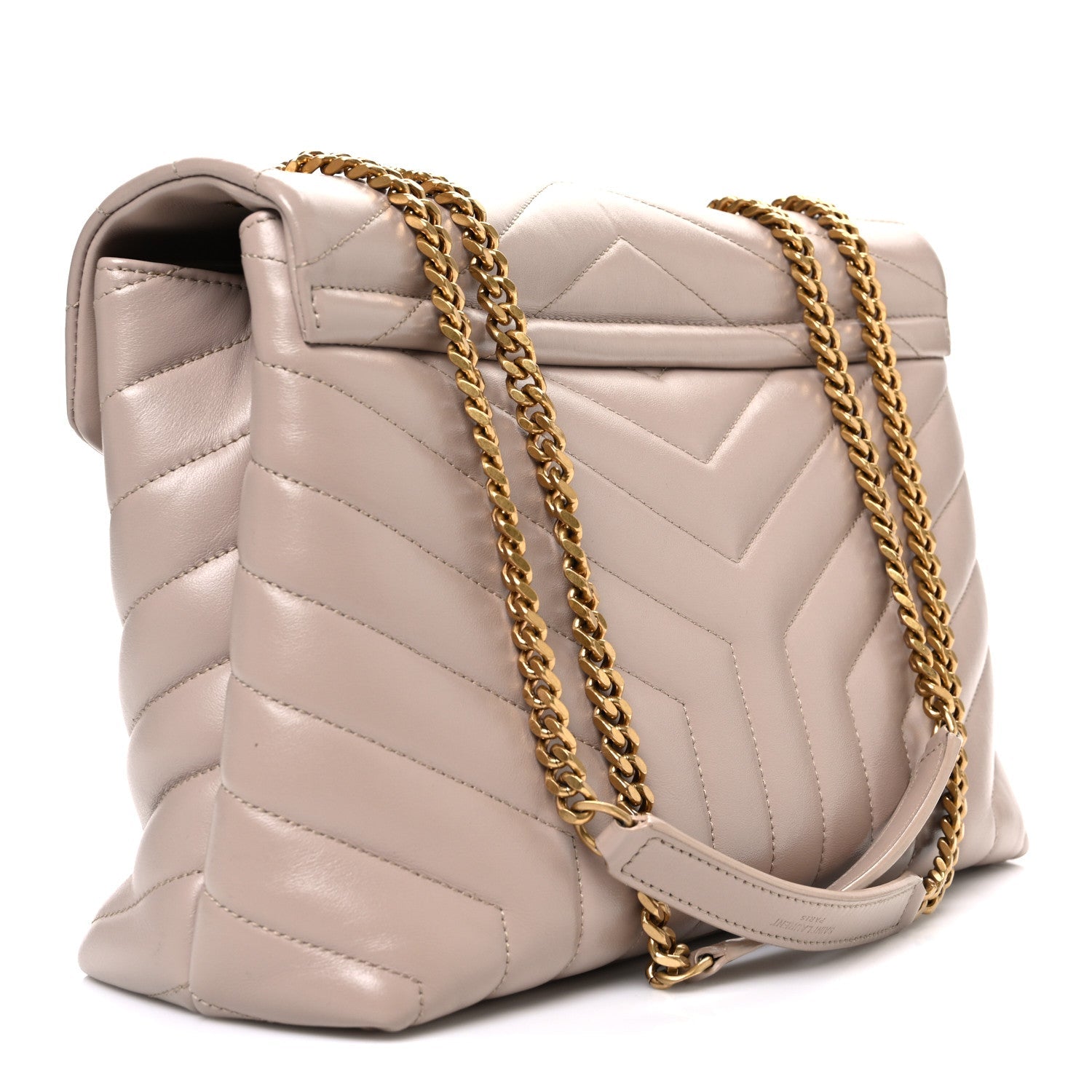 Calfskin Y Quilted Monogram Medium Loulou Chain Satchel Dark Beige