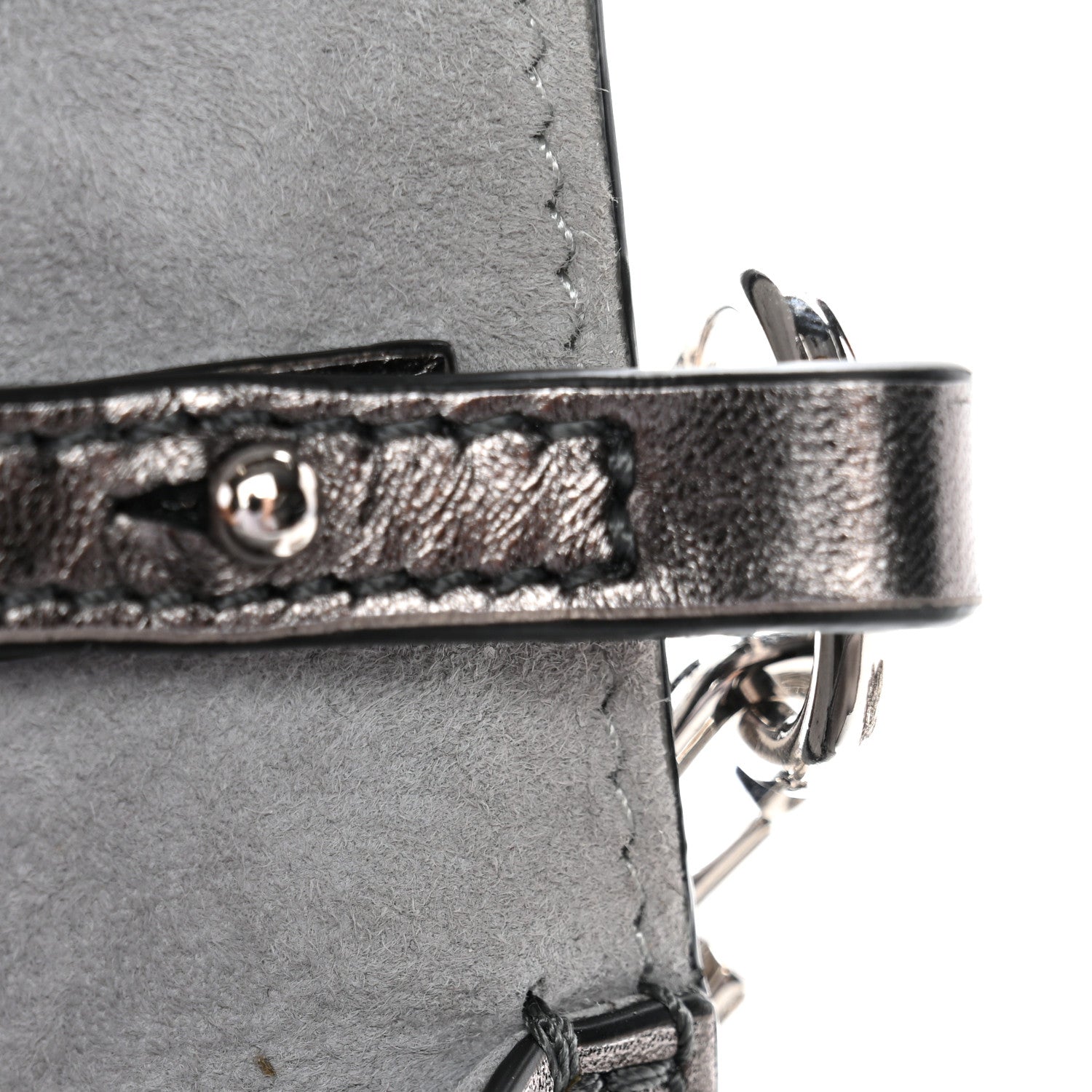 Crystal Suede Enamel Vlogo Small Loco Shoulder Bag Silver