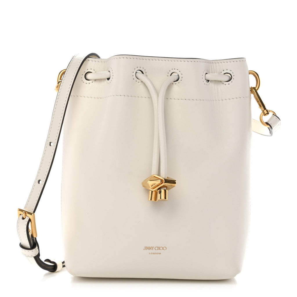 Soft Shiny Calfskin Mini Bon Bon N/S Bucket Bag Latte