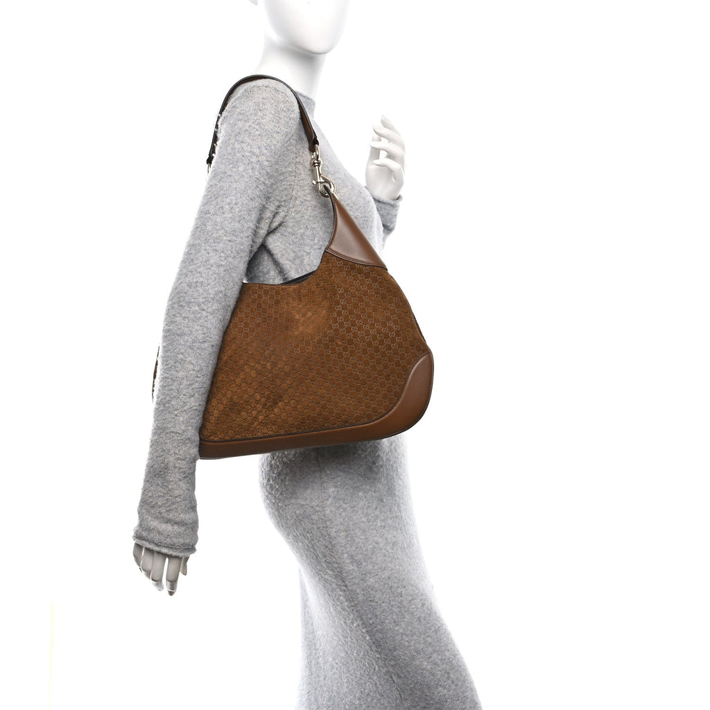 GG Suede B Medium Shoulder Bag Brown