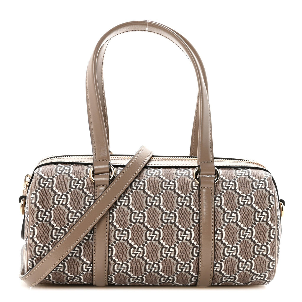 GG Shadow Monogram Ophidia Top Handle Bowler Bag Taupe