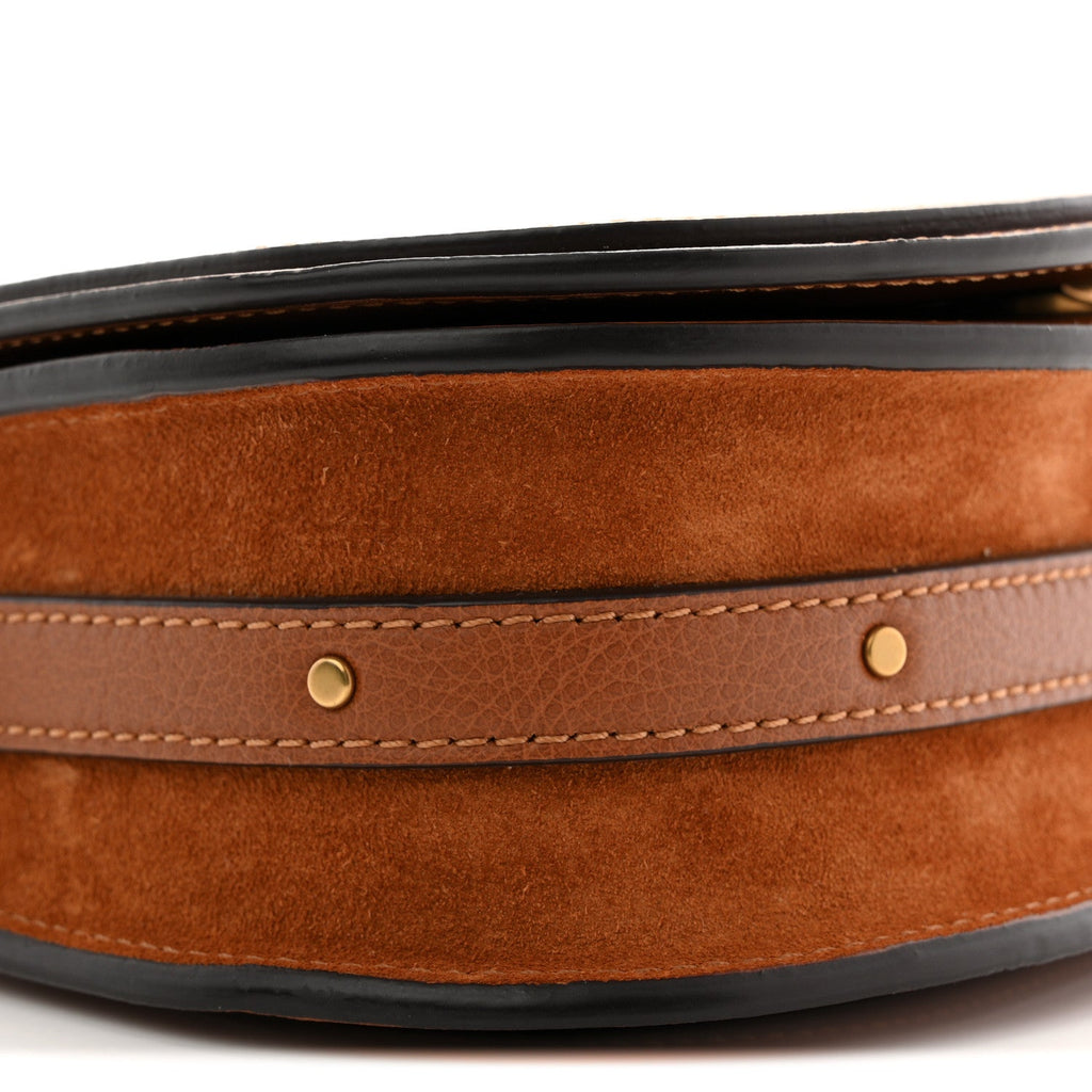 Calfskin Suede Medium Nile Bracelet Bag Caramel
