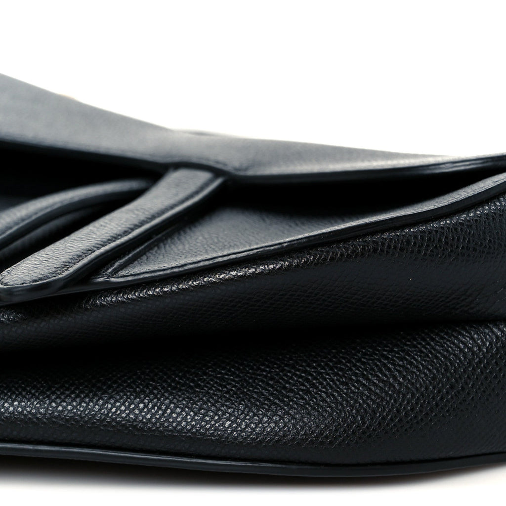 Grained Calfskin Saddle Bag Black