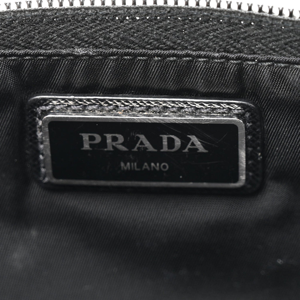 Re-Nylon Saffiano Metal Triple Pocket Belt Bag Black