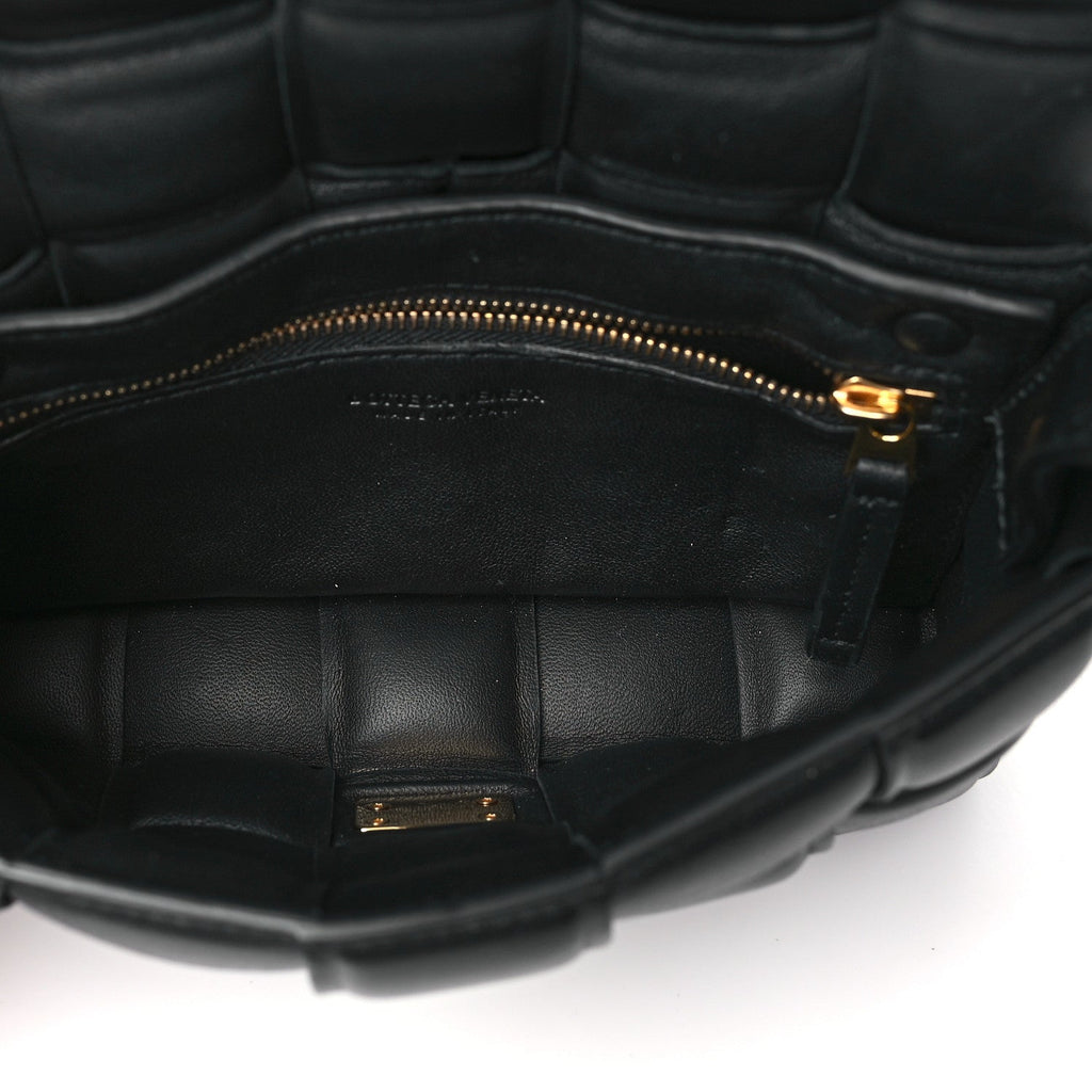 Nappa Maxi Intreccio Small Padded Cassette Crossbody Bag Black