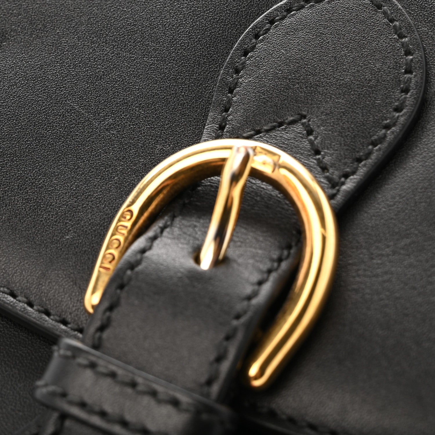 Charisma Calfskin Gucci Embossed Shoulder Flap Bag Black