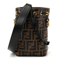 Vitello Liberty F is Fendi Bi-Color FF 1974 Embossed Mini Mon Tresor Bucket Bag Maya Black