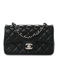 Lambskin Quilted Mini Rectangular Flap Black