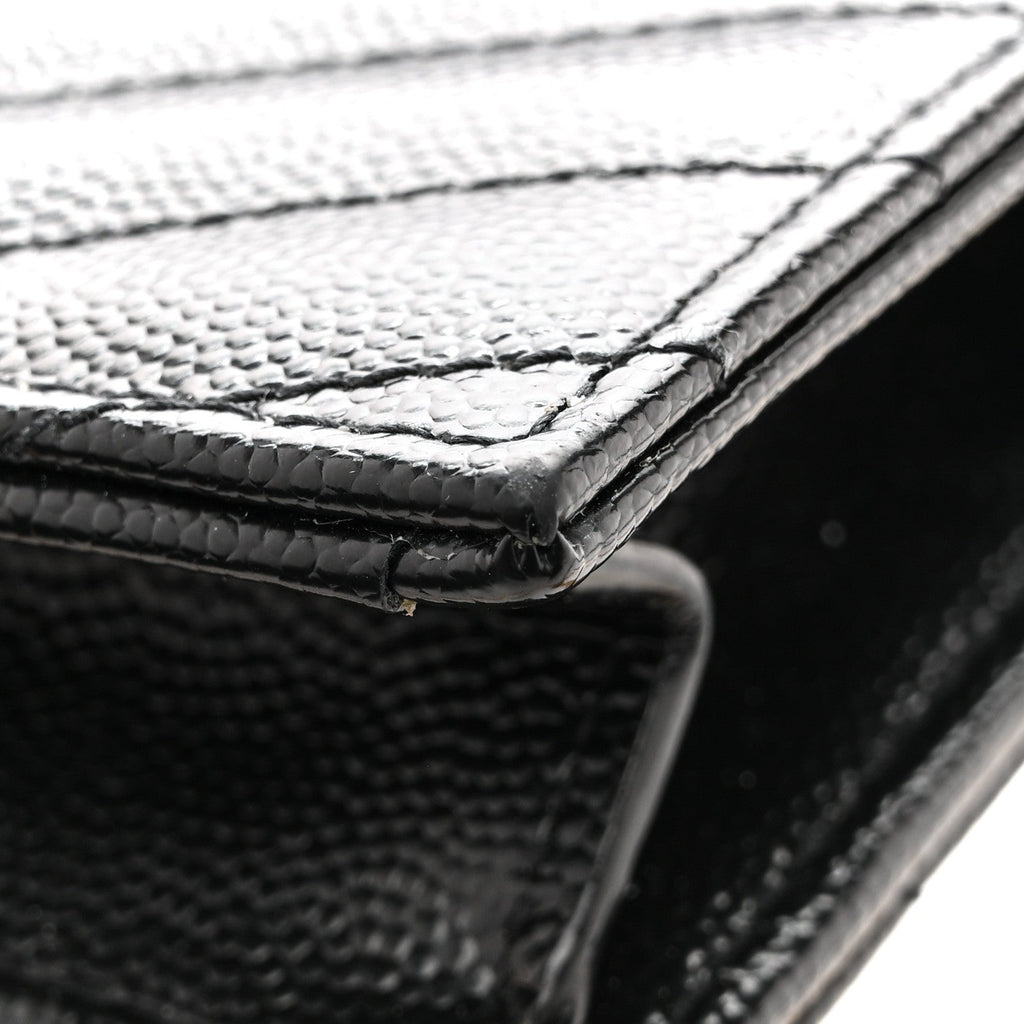 Grain De Poudre Matelasse Chevron Monogram Envelope Chain Wallet Black