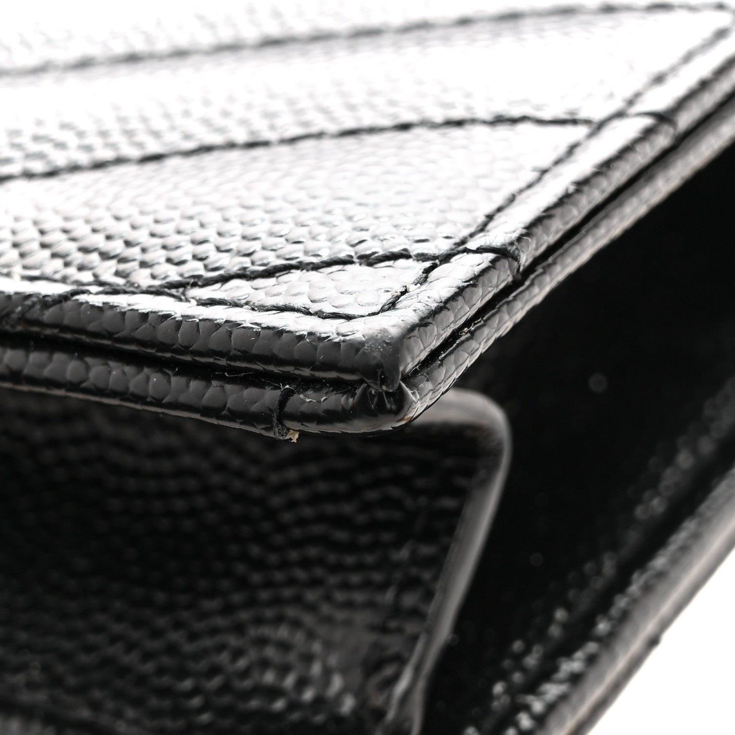 Grain De Poudre Matelasse Chevron Monogram Envelope Chain Wallet Black