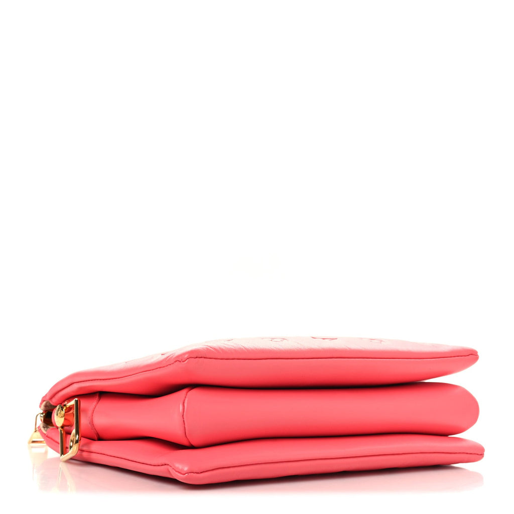 Lambskin Embossed Monogram Coussin PM Coral