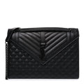 Grain De Poudre Textured Mixed Matelasse Large Triquilt Monogram Monochrome Satchel Black