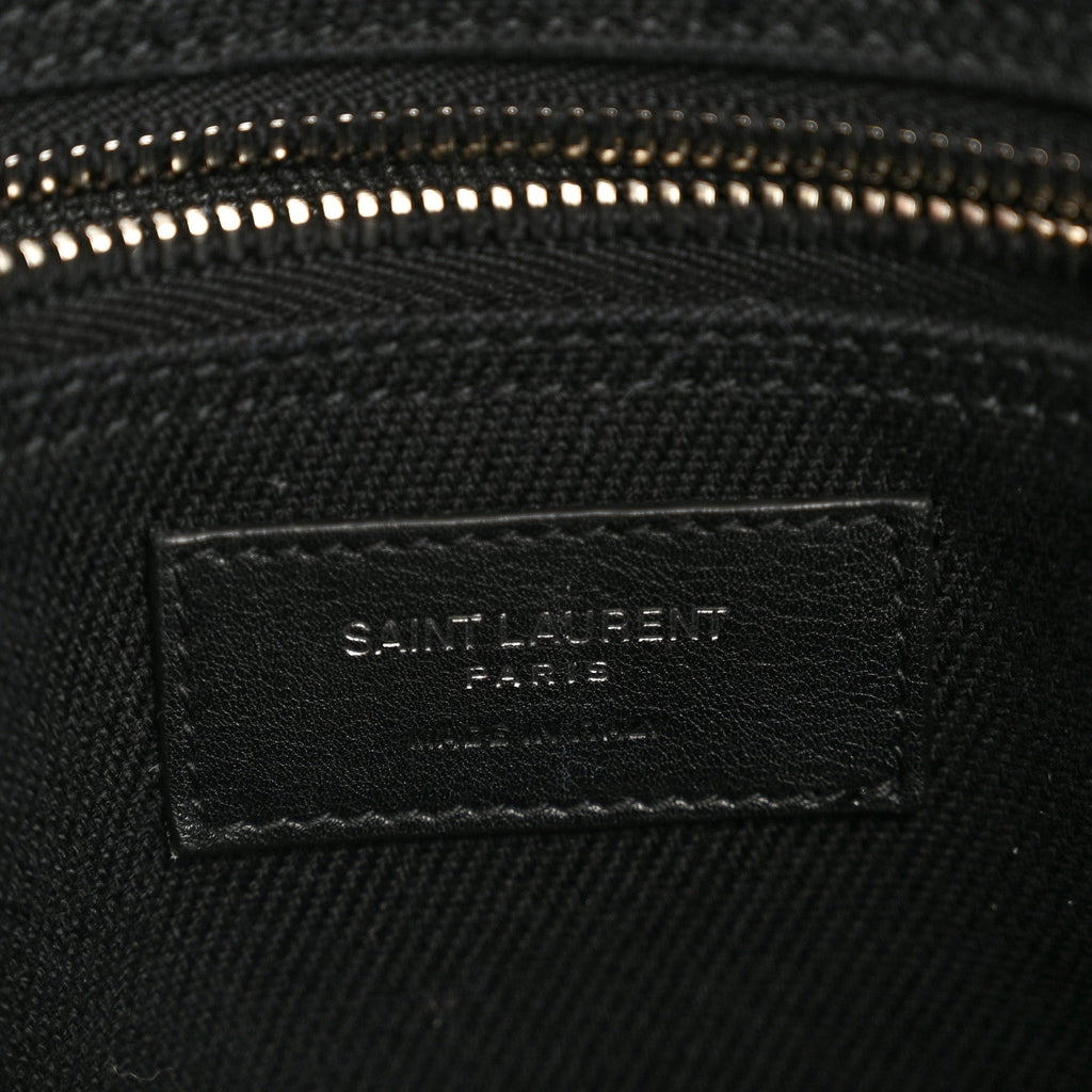 Linen Calfskin Rive Gauche North South Tote Black