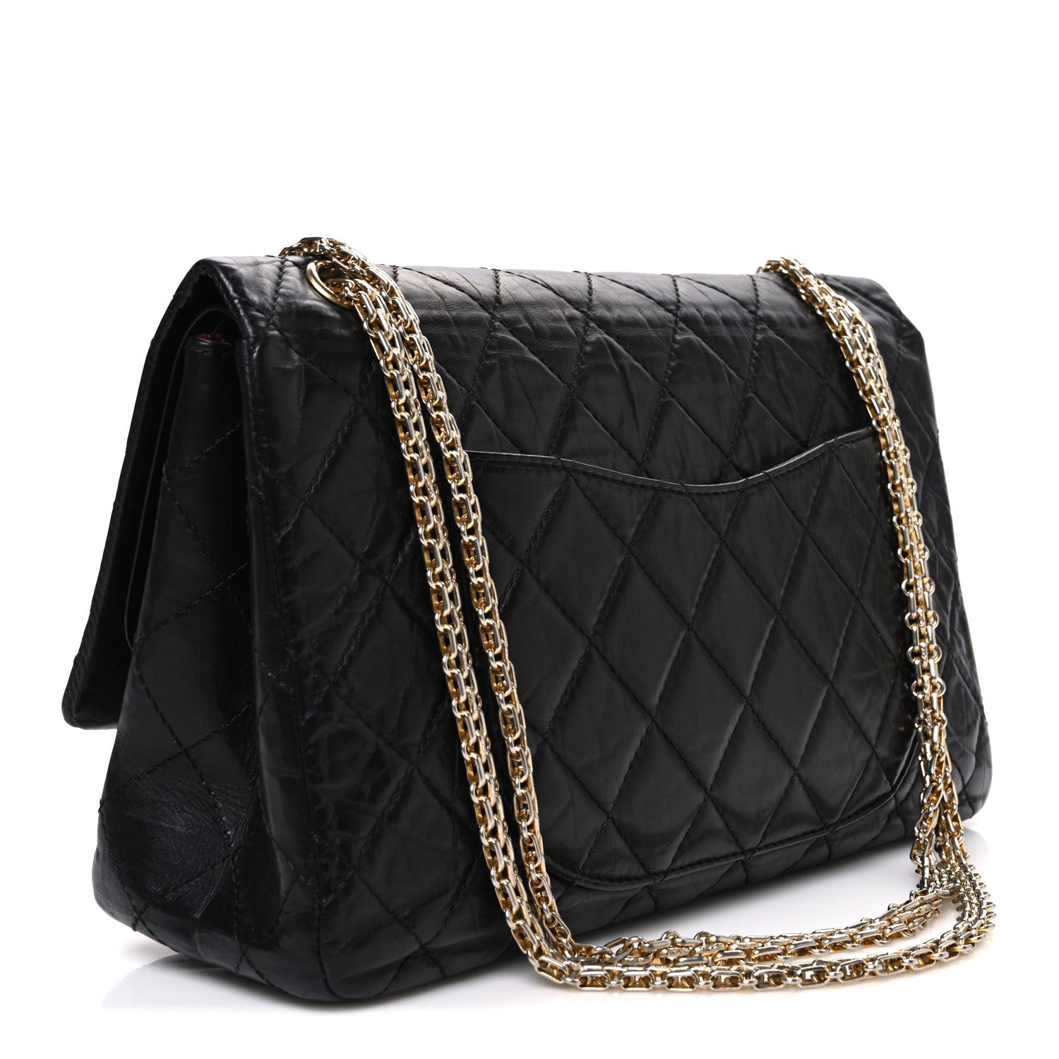Aged Calfskin Quilted 2.55 Reissue 227 Flap Black