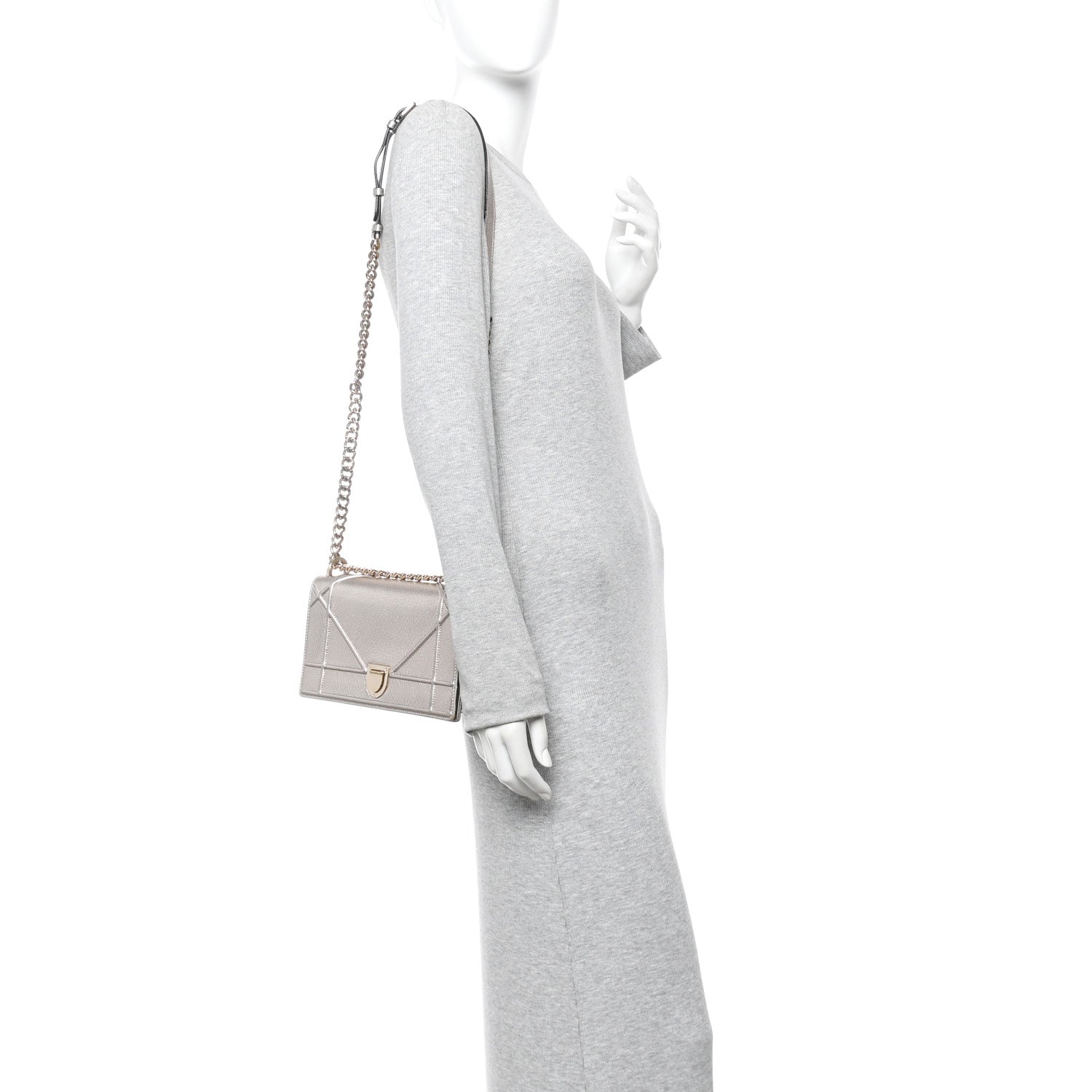 Metallic Grained Calfskin Small Diorama Flap Bag Copper
